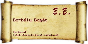 Borbély Bogát névjegykártya